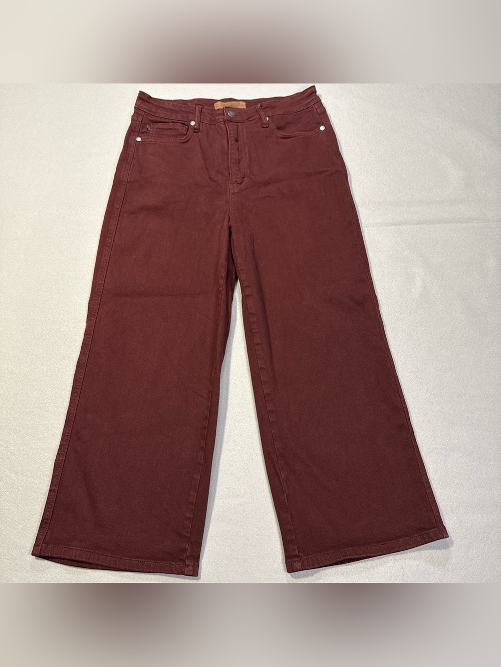 Judy Blue Garment Dyed Wide Leg High Rise Burgundy Cropped Jeans Size 11/30
